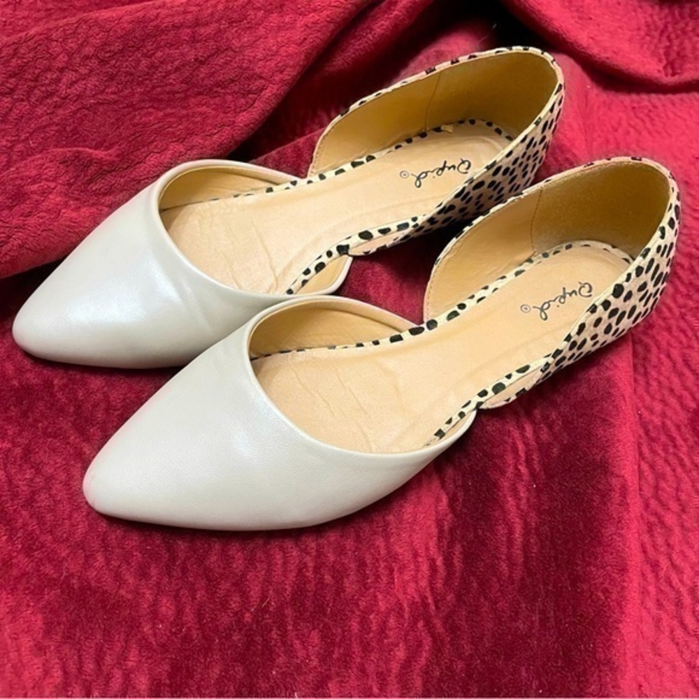 Qupid ❤️ Leopard Cheetah Animal Print Pointy Toe Casual Cute Work Flats Shoes 8